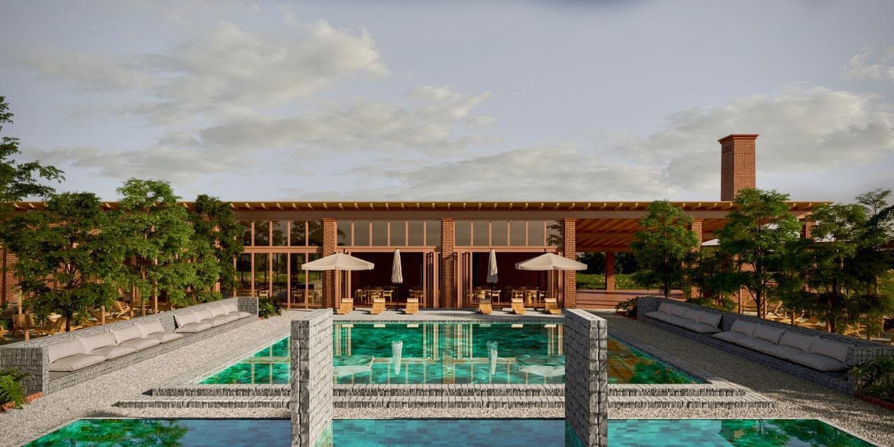 Render conceptual de la alberca y Casa Club