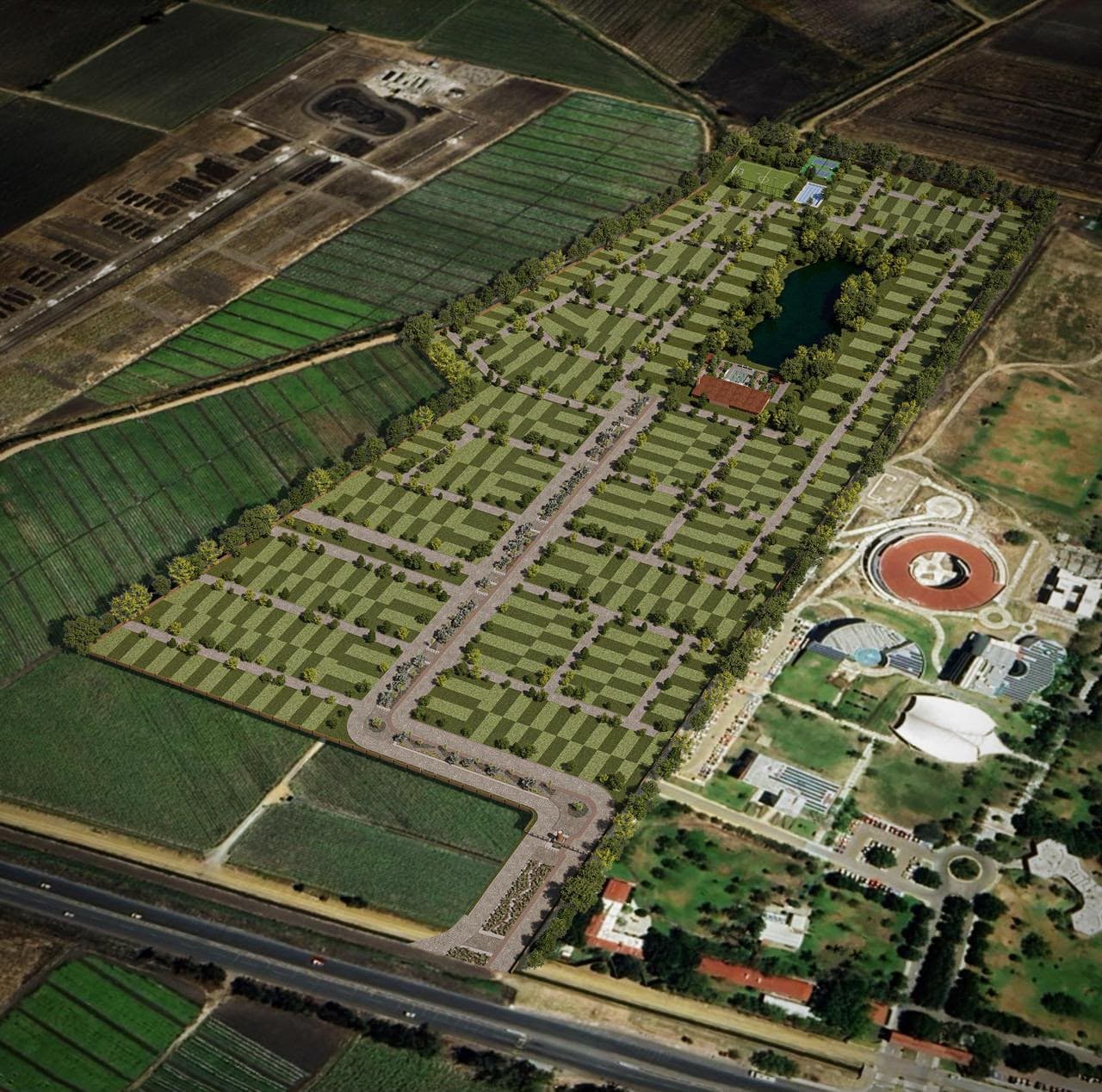 Render conceptual de la vista aérea de Ameca Country Club Sección 2